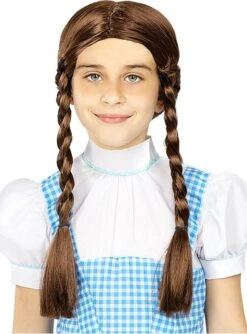 Peluca Con Trenzas Castaña Para Niña